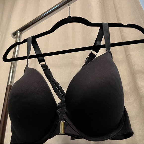 Cacique underwire black push up bra 42D cross back front closure - Picture 1 of 4